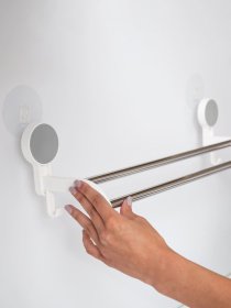 Держатель для полотенец двойной клеящийся с нержавеющей стали MBM HOME модель BP-9 WHITE Фото