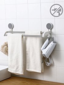 Держатель для полотенец двойной клеящийся с нержавеющей стали MBM HOME модель BP-9 WHITE Фото