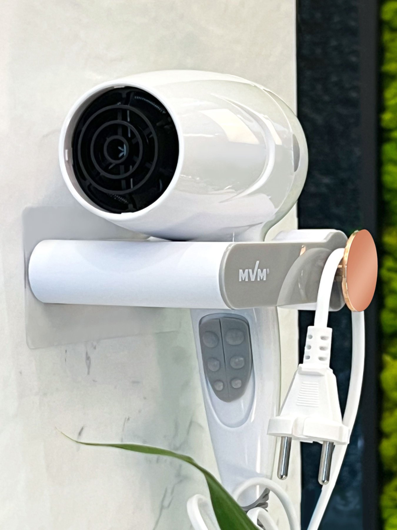 Держатель для фена клеящийся белый с серым MBM MY HOME модель BP-32 WHITE/GRAY Фото