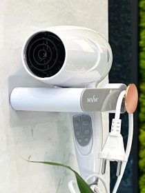 Держатель для фена клеящийся белый с серым MBM MY HOME модель BP-32 WHITE/GRAY Фото
