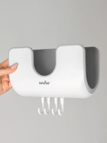 Держатель настенный с крючками клеящийся MBM HOME модель KP-10 WHITE/GRAY Фото