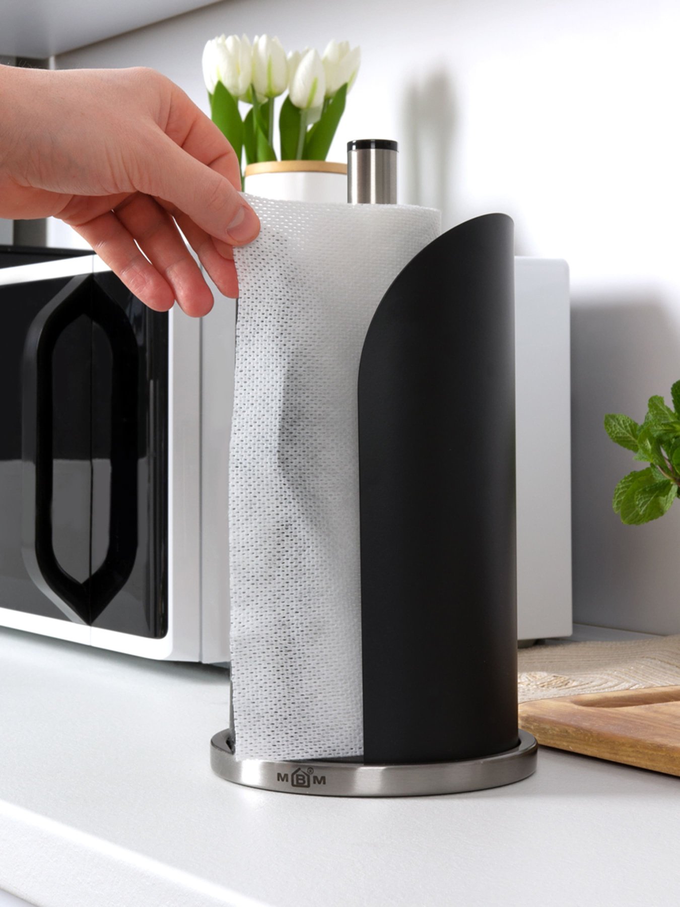 Держатель для бумажных полотенец черный с нержавеющей стали MBM HOME модель KP-23 SS/BLACK Фото