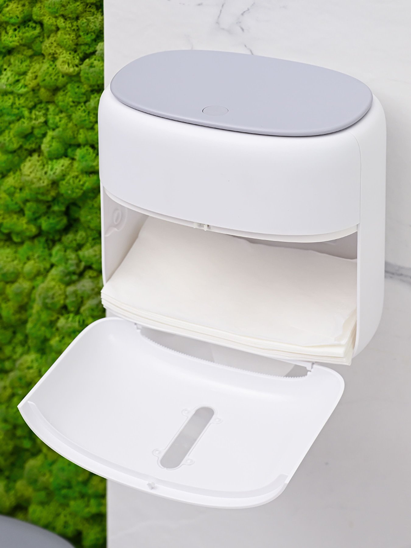 Держатель для туалетной бумаги с полочкой белый с серым MBM MY HOME модель BP-44 WHITE/GRAY Фото