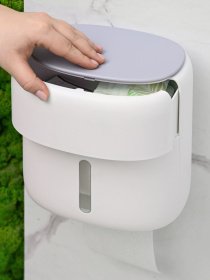 Держатель для туалетной бумаги с полочкой белый с серым MBM HOME модель BP-44 WHITE/GRAY Фото