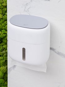 Держатель для туалетной бумаги с полочкой белый с серым MBM HOME модель BP-44 WHITE/GRAY Фото