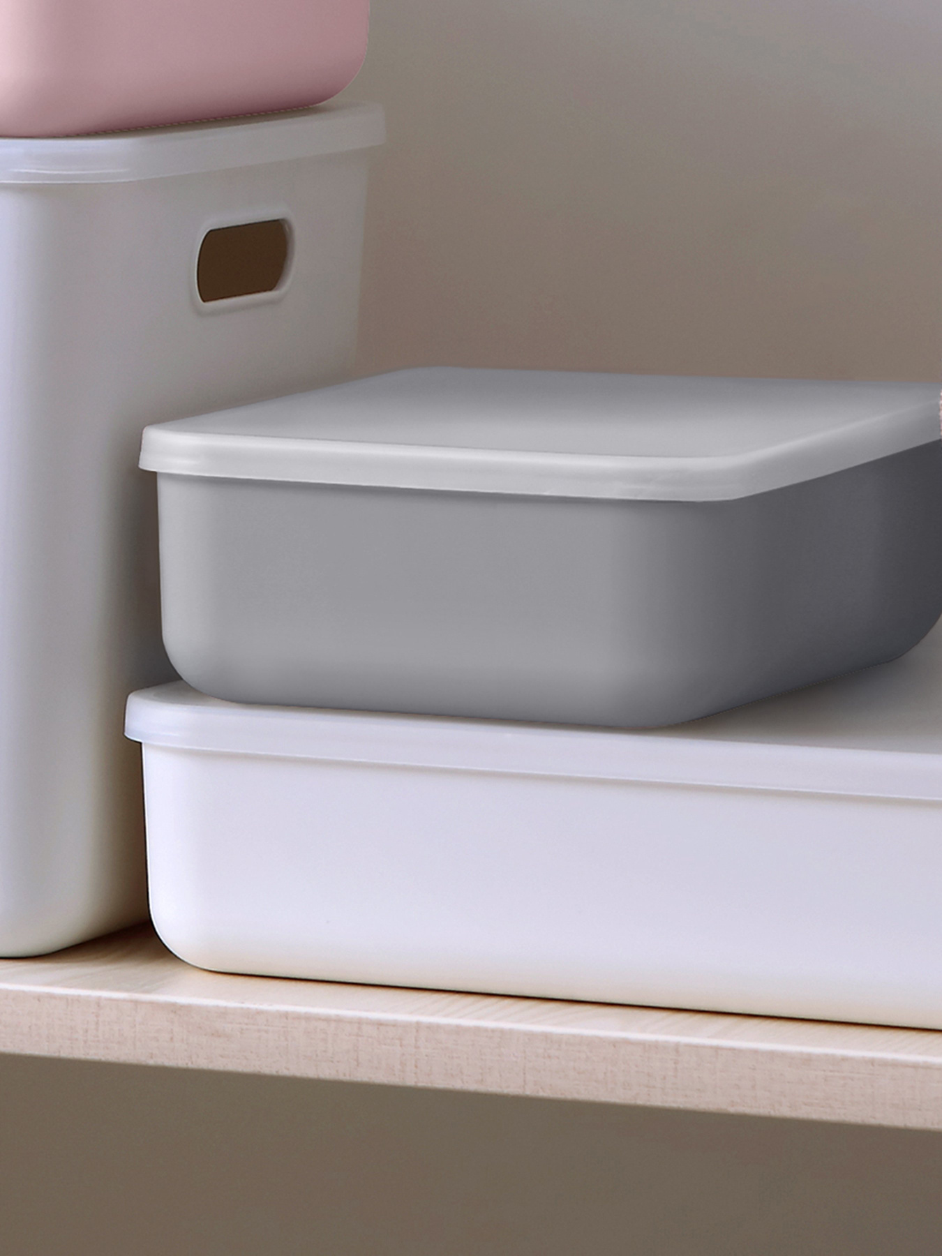 Ящик для хранения без крышки пластиковый серый MBM MY HOME модель FH-10 XS GRAY Фото