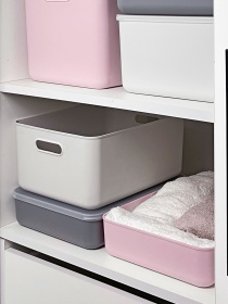 Ящик для хранения без крышки пластиковый серый MBM MY HOME модель FH-12 L GRAY Фото