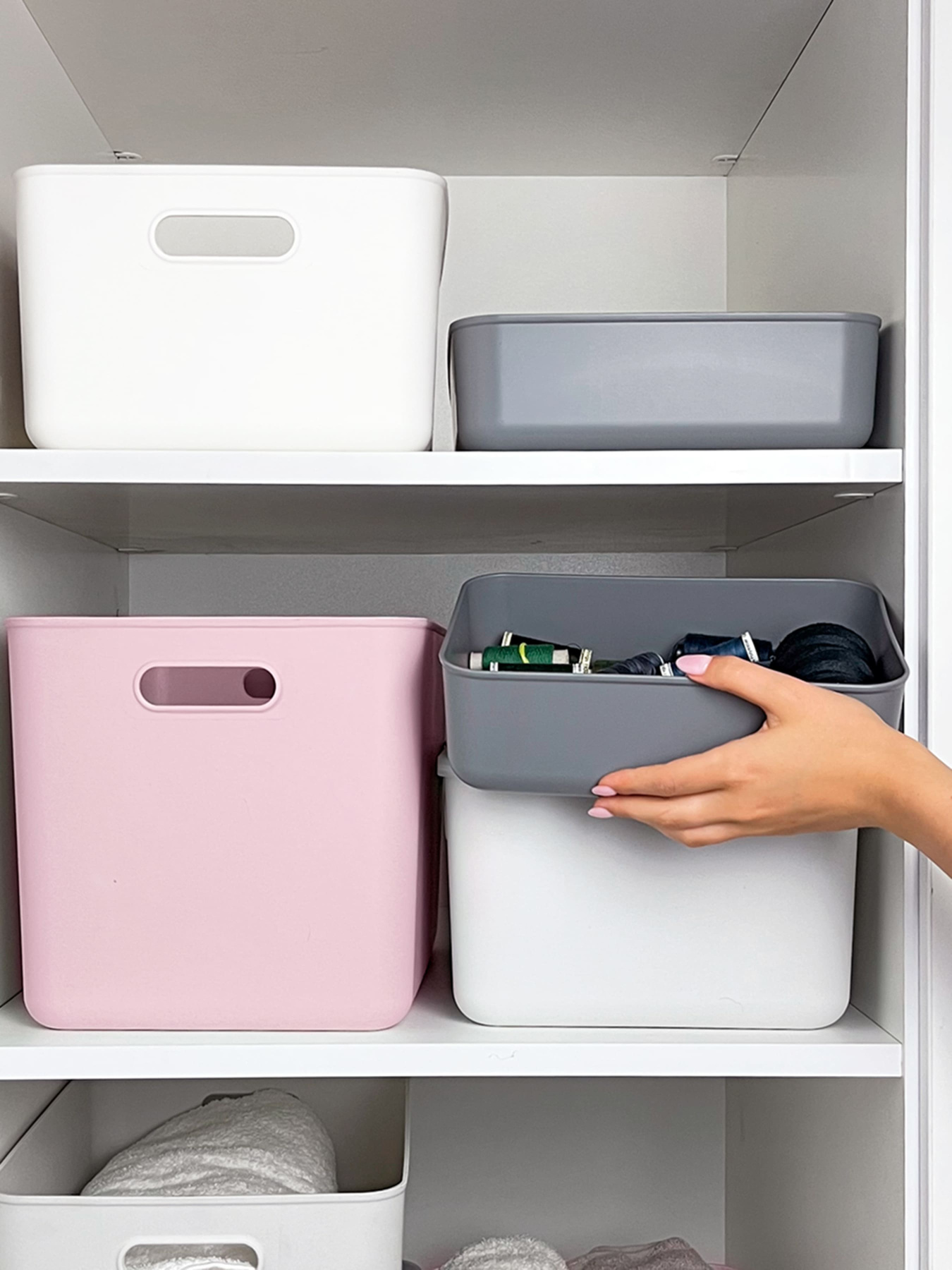 Ящик для хранения без крышки пластиковый белый MBM MY HOME модель FH-13 XL WHITE Фото