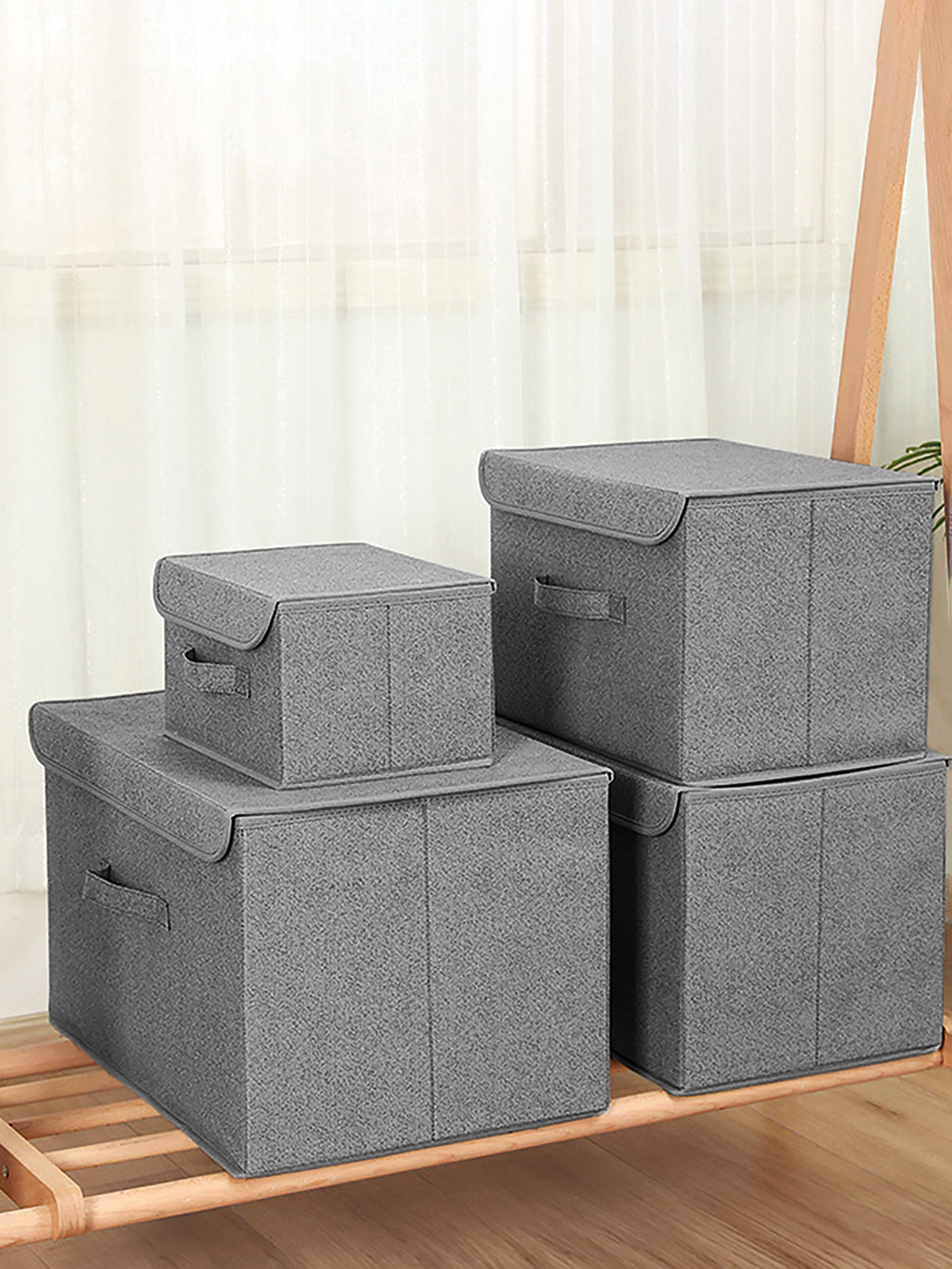 Ящик для хранения с крышкой серый MBM MY HOME модель TH-07 GRAY Фото