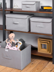 Ящик для хранения с крышкой серый MBM MY HOME модель TH-07 GRAY Фото