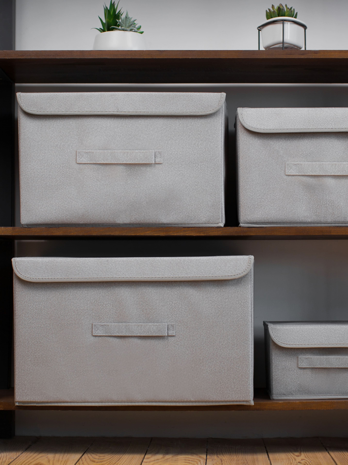 Ящик для зберігання з кришкою сірий MBM HOME модель TH-07 GRAY Фото