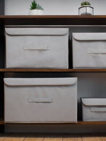 Ящик для зберігання з кришкою сірий MBM HOME модель TH-07 GRAY Фото