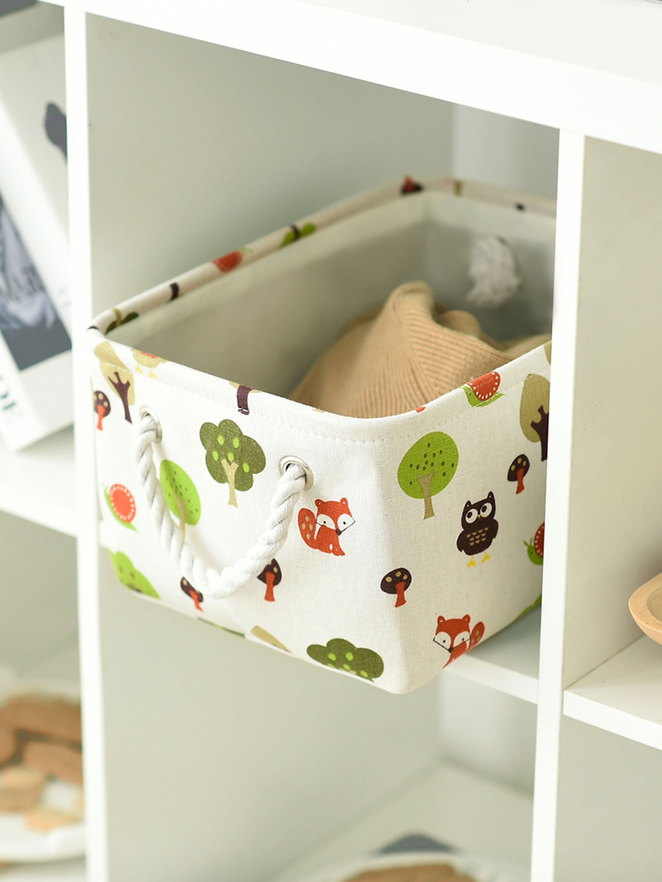 Ящик для хранения с ручками с рисунком MBM MY HOME модель TH-11 WHITE Фото