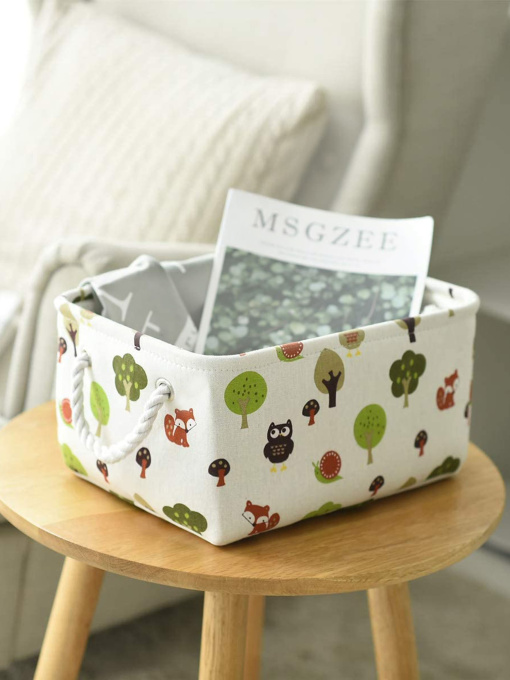 Ящик для хранения с ручками с рисунком MBM MY HOME модель TH-11 WHITE Фото