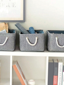 Ящик для хранения с ручками серый MBM MY HOME модель TH-12 GRAY Фото