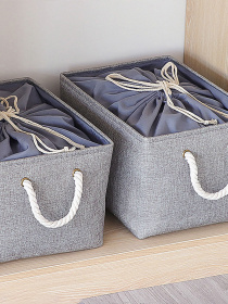 Ящик для хранения с ручками и затяжками серый MBM MY HOME модель TH-13 XL GRAY Фото