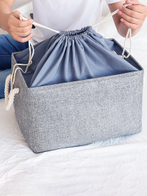 Ящик для зберігання з ручками та затяжками сірий MBM HOME модель TH-13 XL GRAY Фото