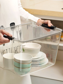 Ящик для хранения с крышкой пластиковый прозрачный MBM MY HOME модель FH-35 T Фото