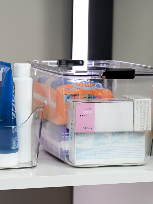 Ящик для хранения с крышкой пластиковый прозрачный MBM HOME модель FH-35 T Фото