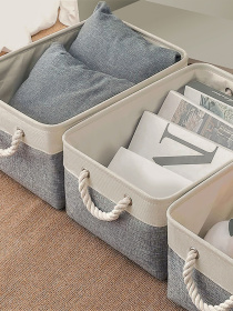 Ящик для хранения с ручками серый с бежевым MBM MY HOME модель TH-10 GRAY/BEIGE Фото