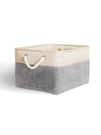 Ящик для хранения с ручками серый с бежевым MBM HOME модель TH-10 GRAY/BEIGE Ящик для хранения с ручками серый с бежевым MBM HOME модель TH-10 GRAY/BEIGE Фото