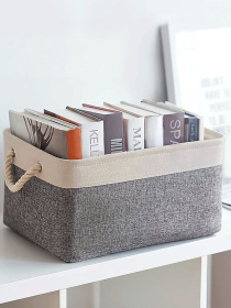 Ящик для хранения с ручками серый с бежевым MBM HOME модель TH-10 GRAY/BEIGE Ящик для хранения с ручками серый с бежевым MBM HOME модель TH-10 GRAY/BEIGE Фото