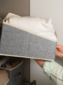 Ящик для хранения серый MBM MY HOME модель TH-27 LIGHT GRAY Фото