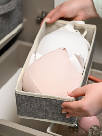 Ящик для хранения прямоугольный серый MBM MY HOME модель TH-28 LIGHT GRAY Фото