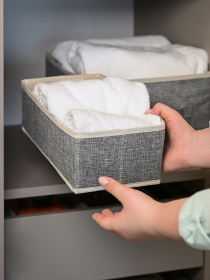 Ящик для хранения прямоугольный серый MBM HOME модель TH-28 LIGHT GRAY Фото