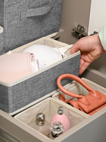 Ящик для хранения прямоугольный серый MBM HOME модель TH-28 LIGHT GRAY Фото