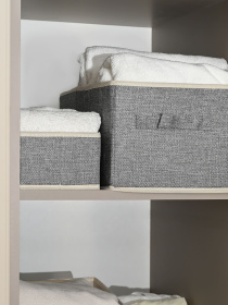 Ящик для хранения квадратный серый MBM MY HOME модель TH-30 LIGHT GRAY Фото