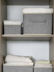 Ящик для хранения квадратный серый MBM MY HOME модель TH-30 LIGHT GRAY Фото