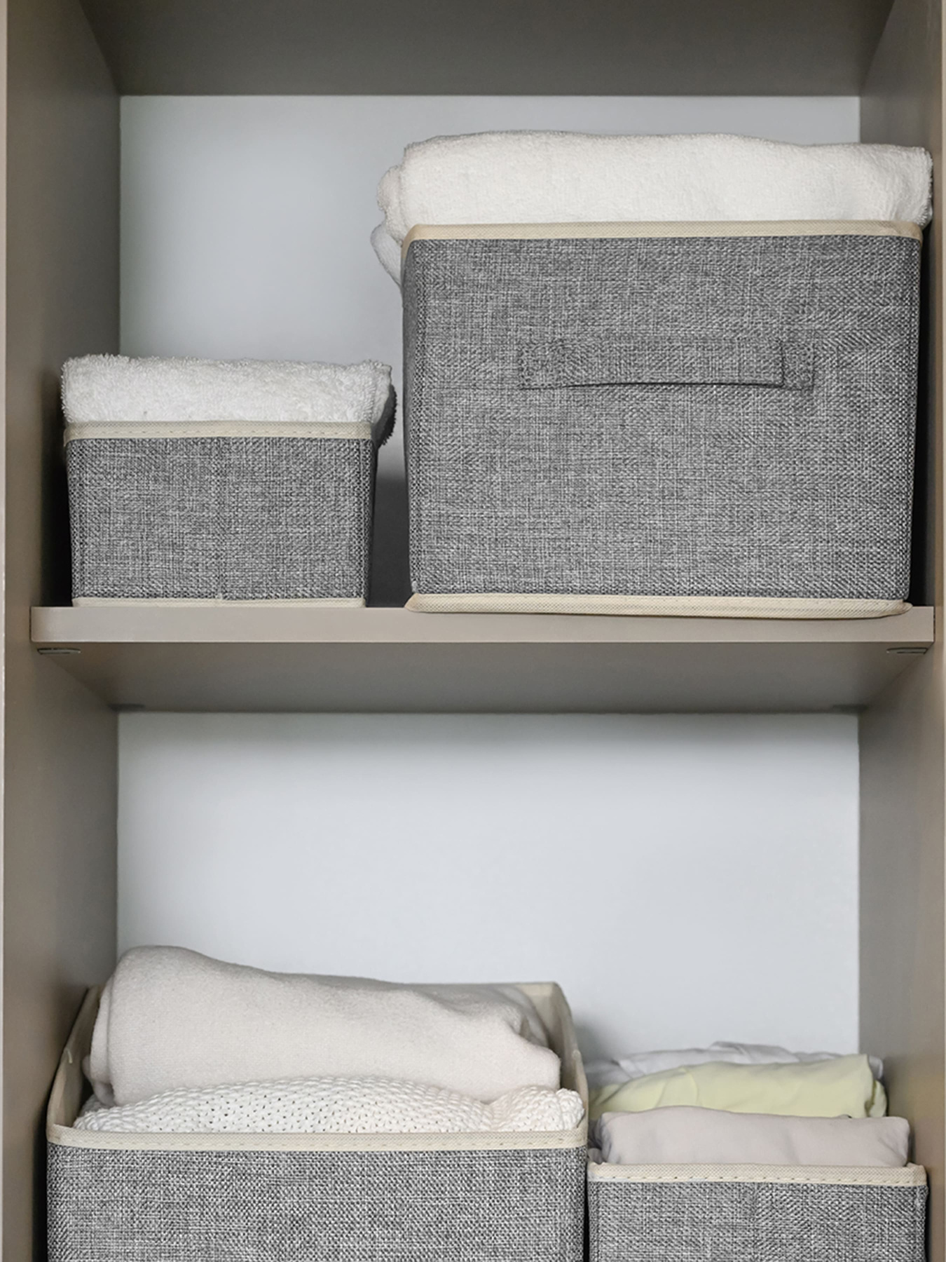 Ящик для хранения квадратный серый MBM HOME модель TH-30 LIGHT GRAY Фото