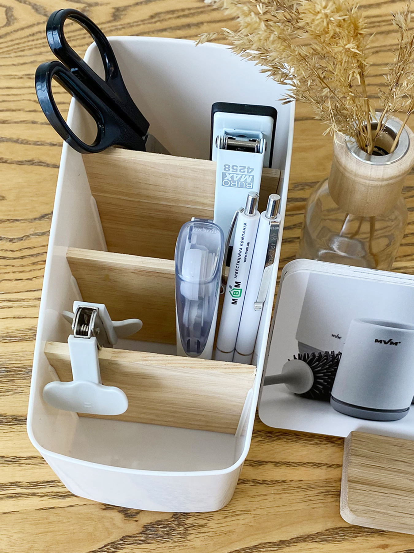 Органайзер для мелочей белый MBM MY HOME модель FH-01 WHITE/WOOD Фото