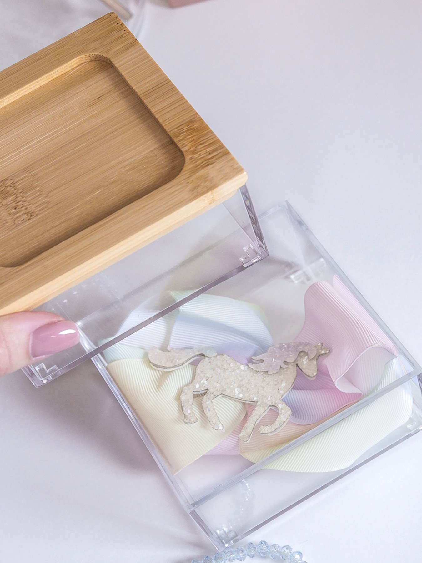 Органайзер для мелочей двойной квадратный прозрачный/дерево Paris MBM HOME модель FH-29 T/WOOD Фото