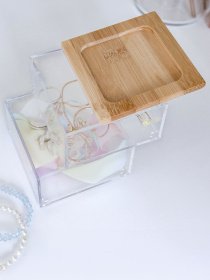 Органайзер для мелочей двойной квадратный прозрачный/дерево Paris MBM HOME модель FH-29 T/WOOD Фото