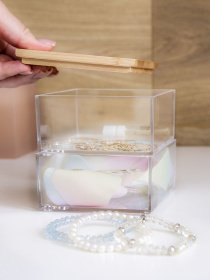 Органайзер для мелочей двойной квадратный прозрачный/дерево Paris MBM HOME модель FH-29 T/WOOD Фото