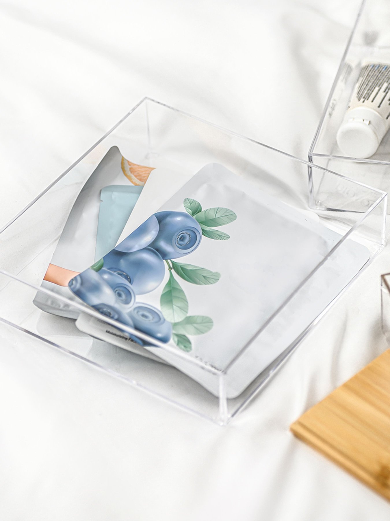 Органайзер для дрібниць подвійний квадратний прозорий/дерево Paris MBM HOME модель FH-31 T/WOOD Фото