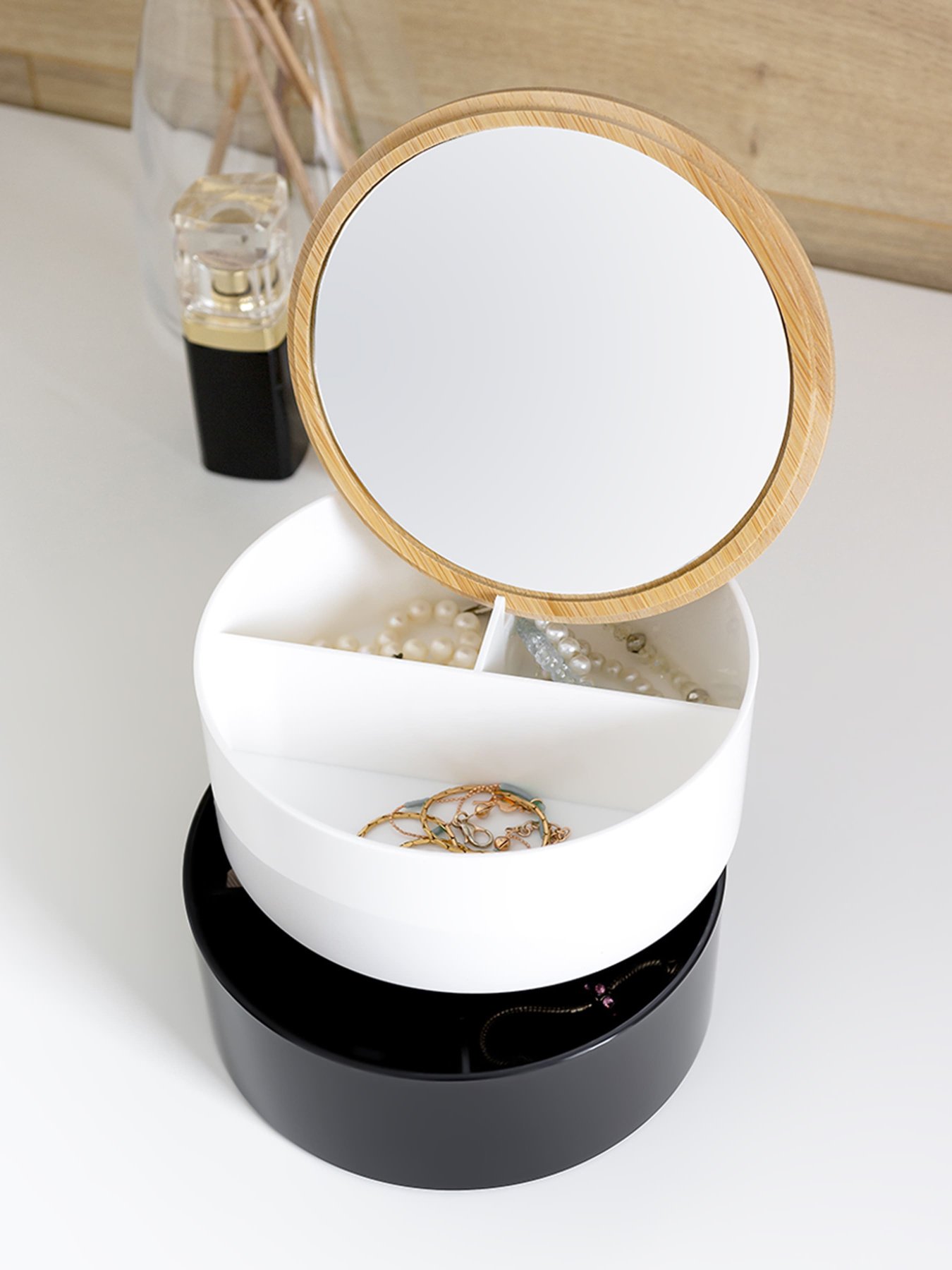 Органайзер для косметики с зеркалом MBM MY HOME модель FH-32 WHITE/BLACK Фото