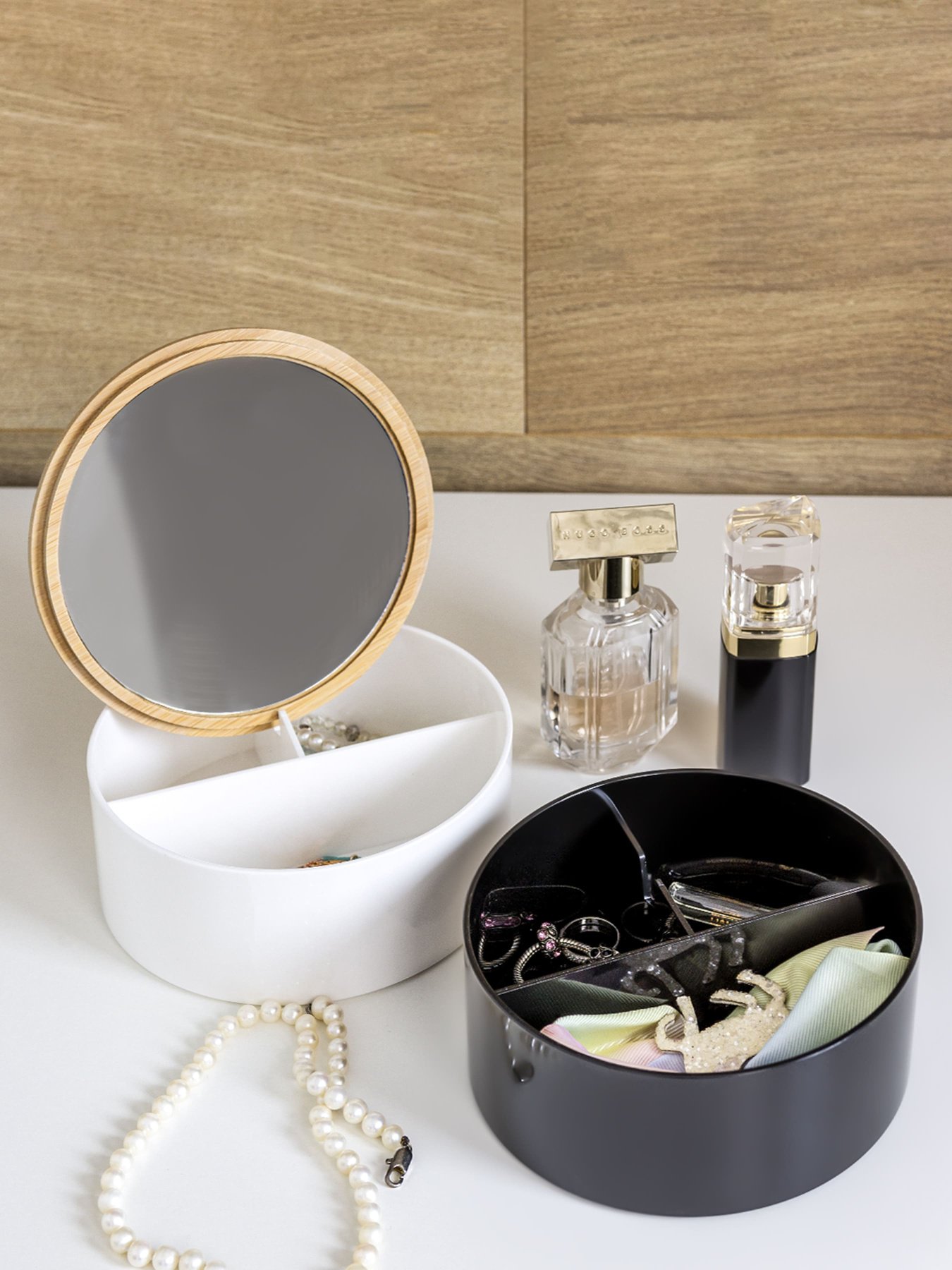 Органайзер для косметики с зеркалом MBM MY HOME модель FH-32 WHITE/BLACK Фото