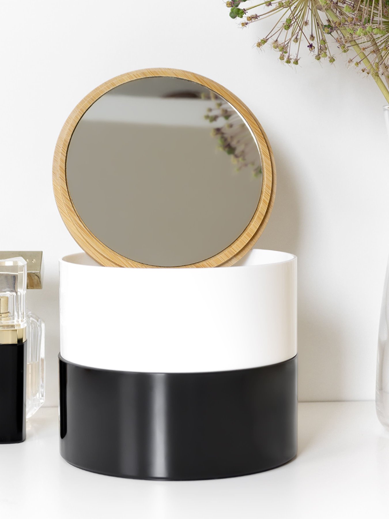 Органайзер для косметики с зеркалом MBM HOME модель FH-32 WHITE/BLACK Фото