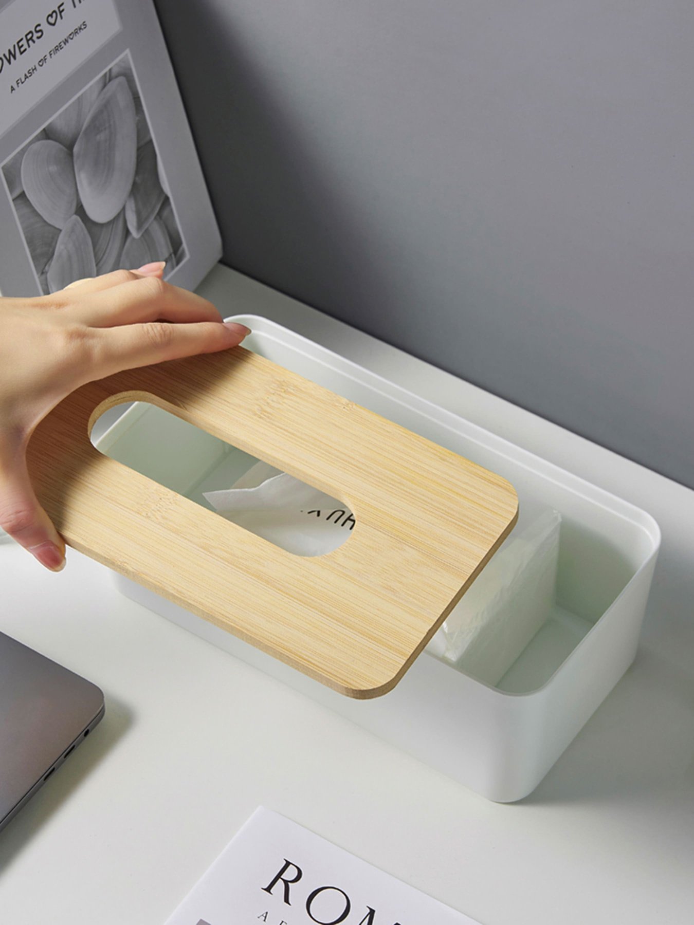 Органайзер для салфеток белый/дерево Scandinavia MBM HOME модель FH-42 WHITE/WOOD Фото