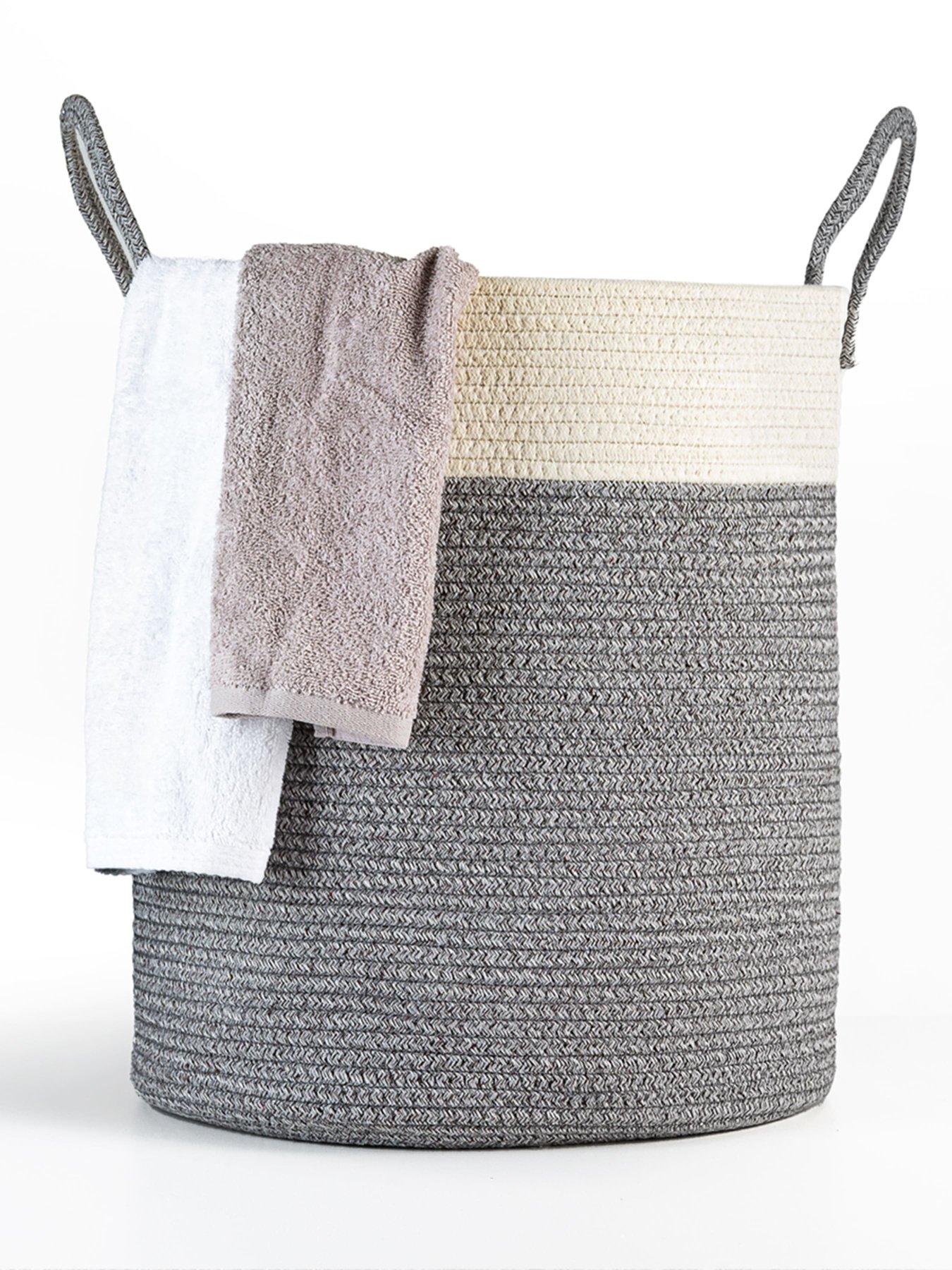 Корзина для хранения с ручками серая с белым MBM MY HOME модель TH-14 GRAY/WHITE Фото