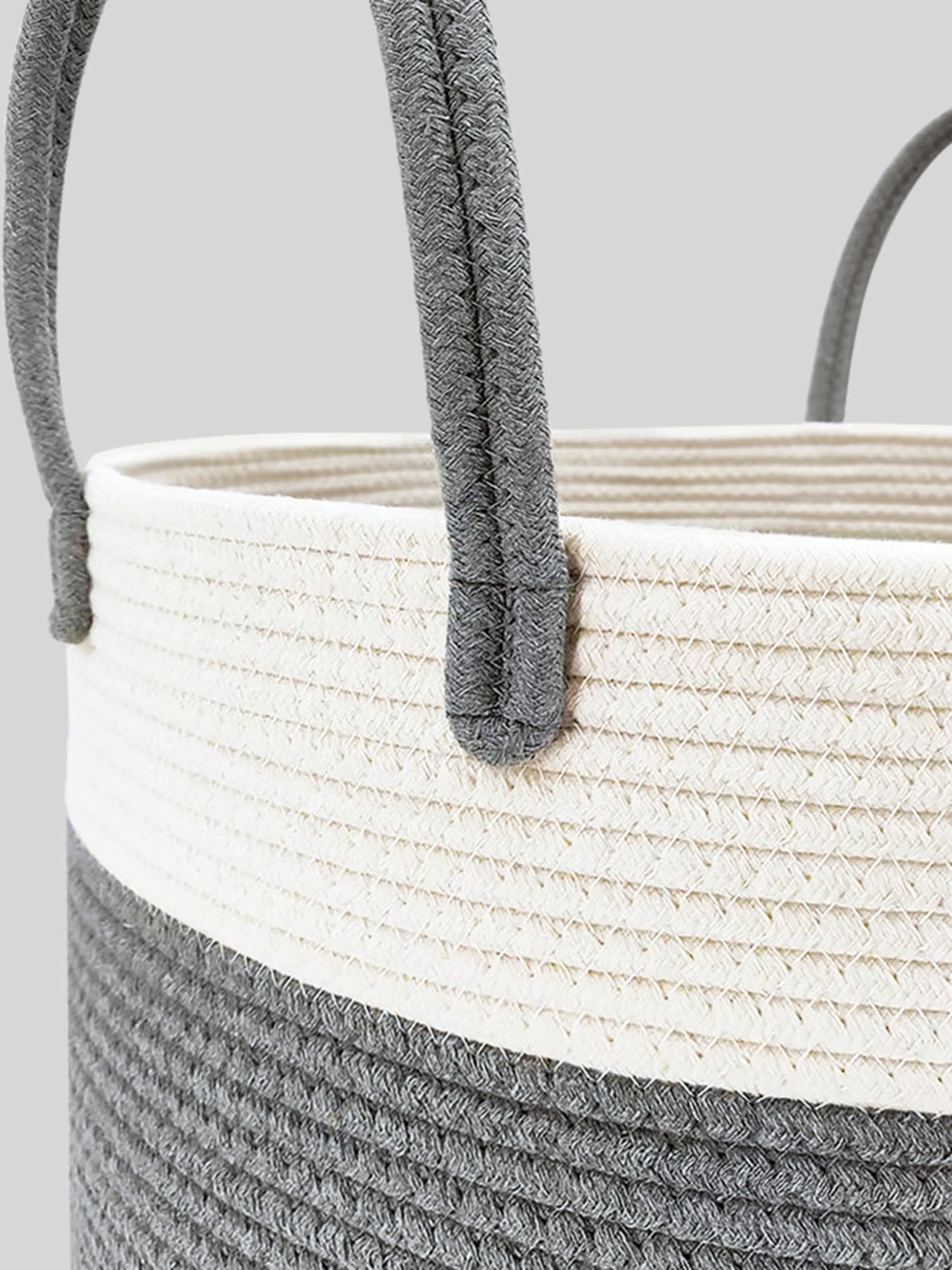 Корзина для хранения с ручками серая с белым MBM MY HOME модель TH-14 GRAY/WHITE Фото