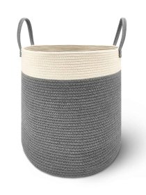 Корзина для хранения с ручками серая с белым MBM MY HOME модель TH-14 GRAY/WHITE Фото