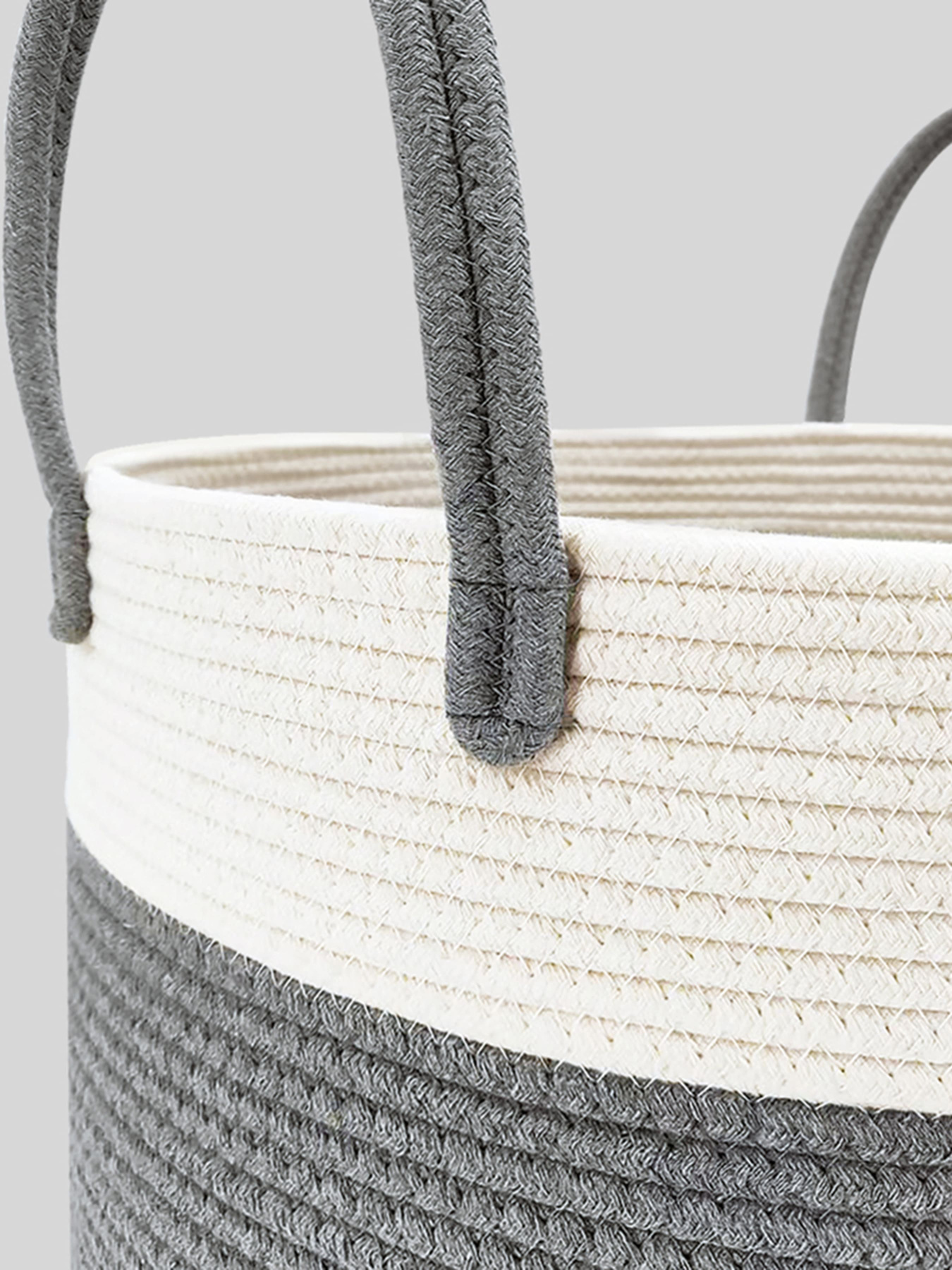 Корзина для зберігання з ручками сіра з білим MBM HOME модель TH-14 GRAY/WHITE Фото