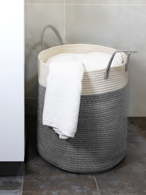 Корзина для хранения с ручками серая с белым MBM HOME модель TH-14 GRAY/WHITE Фото