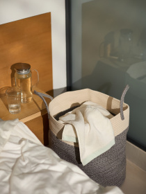 Корзина для зберігання з ручками сіра з білим MBM HOME модель TH-14 GRAY/WHITE Фото