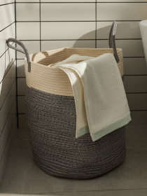 Корзина для зберігання з ручками сіра з білим MBM HOME модель TH-14 GRAY/WHITE Фото