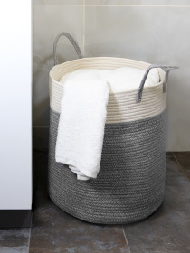 Корзина для зберігання з ручками сіра з білим MBM HOME модель TH-14 GRAY/WHITE Фото